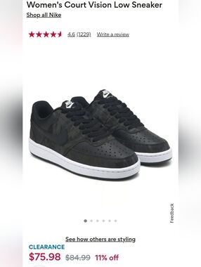 Womens Nike Court Vision Next Nature Low- Black 7